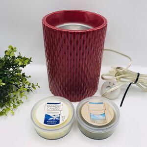 Yankee Candle Scenterpiece Electric Wax Warmer w Timer 2 MeltCups Red Rattan